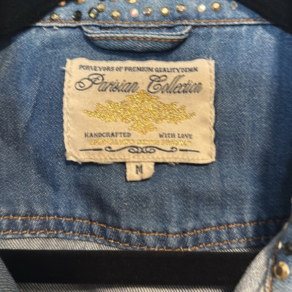 Parisian Collection Studded Rhinestone Denim Vest - Medium - Picture 4 of 6